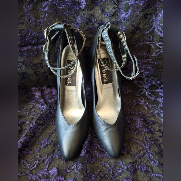 Pleaser Strappy Leather Pumps High Heel Shoes Office - Picture 3 of 8